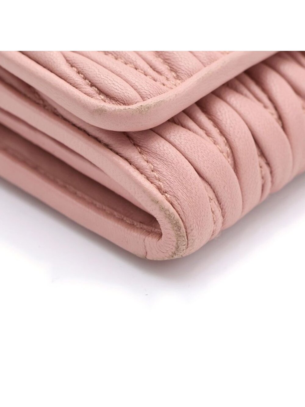 Miu Miu Matelasse Wallet Card Case Pink Leather Gold - Picture 5 of 6